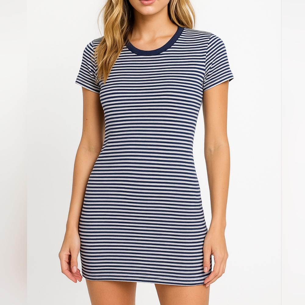 Target Universal Thread Blue & White Striped T-Shirt Dress XS